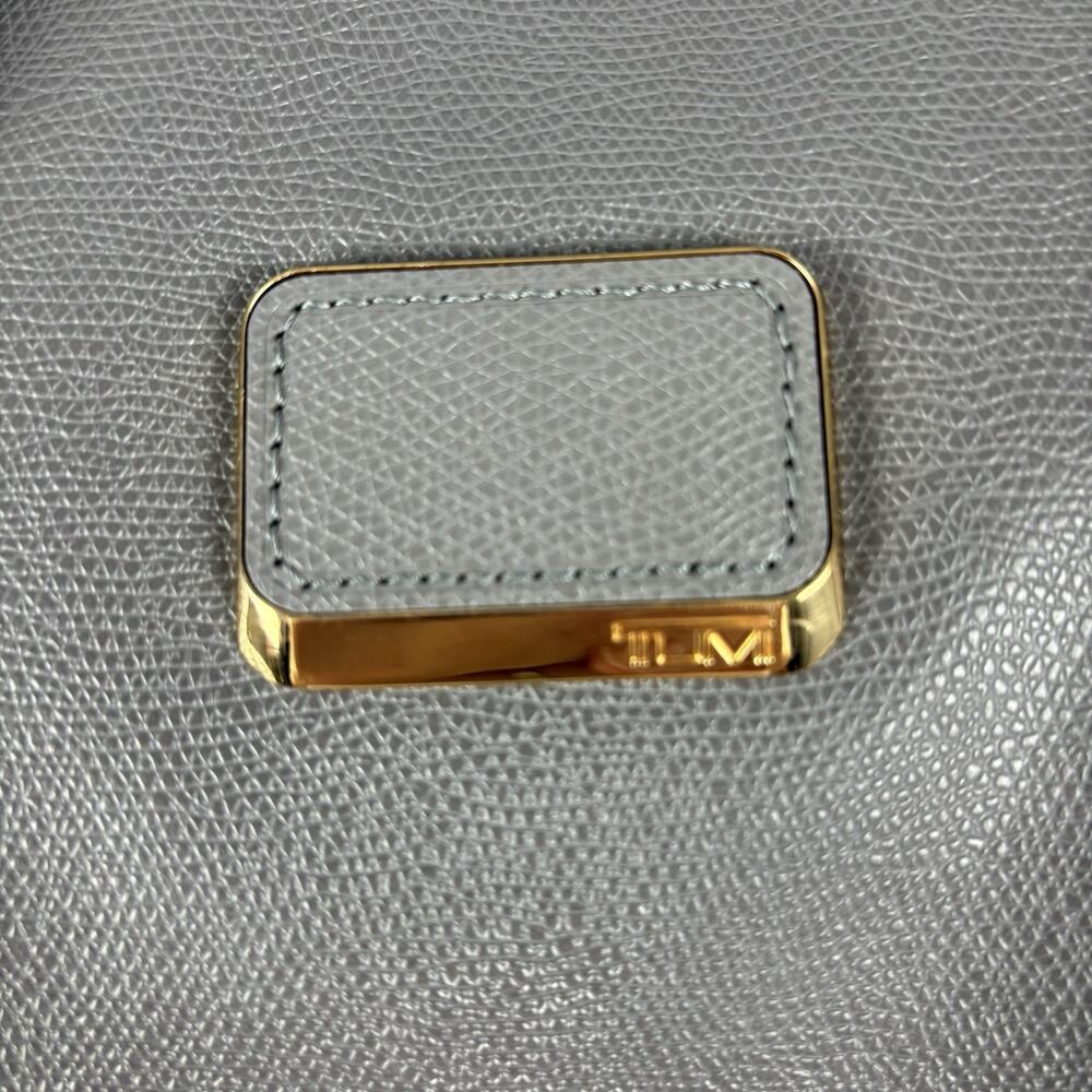 Tumi Gray Leather Weekender Bag with Gold Hardware - Picture 5 of 10